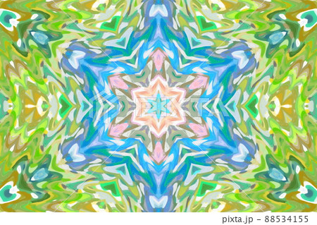 油彩による万華鏡風の対称的な幾何学模様 88534155