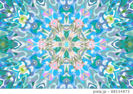 油彩による万華鏡風の対称的な幾何学模様 88534973