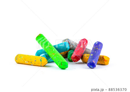 Used color crayons isolated on white background. Used color crayons isolated on white background. 88536370