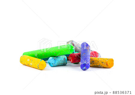 Used color crayons isolated on white background. Used color crayons isolated on white background. 88536371