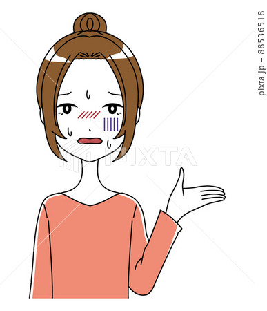 案内をする体調不良の女性のイラストのイラスト素材 案内をする体調不良の女性のイラストのイラスト素材