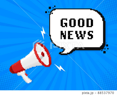 Good news megaphone on white background for flyer design. Pixel style illustration. Vector illustration in flat style. 88537970