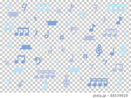 Background of colorful blue notes and musical symbols 88539920
