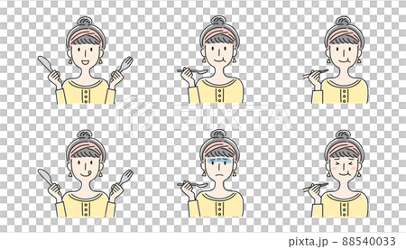 Hand-painted style, vector illustration set of women eating Hand-painted style, vector illustration set of women eating 88540033