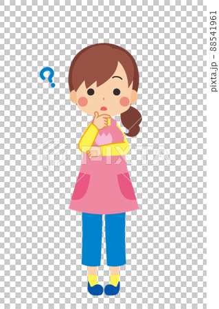 シンプルで可愛い若い幼稚園の先生の女性のイラスト 疑問 全身 白背景 シンプルで可愛い若い幼稚園の先生の女性のイラスト 疑問 全身 白背景 88541961