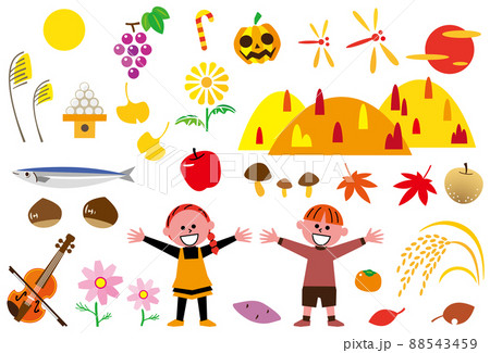 彩り　秋のイラストセット 88543459