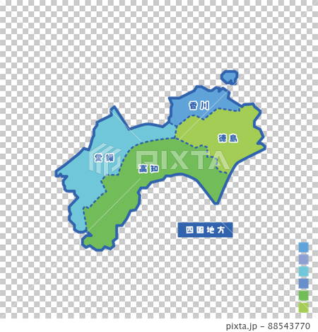 Map of Japan / Map of Japan Shikoku region Rainy day I tried to color-code by color 88543770