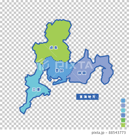 Map of Japan / Map of Japan Tokai region Rainy day I tried to color-code by color 88543773