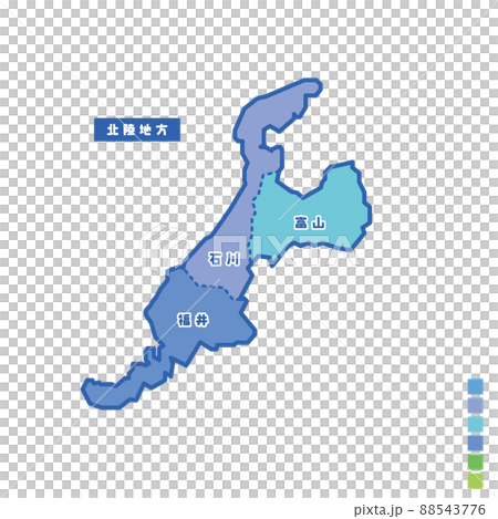 Map of Japan / Map of Japan Hokuriku region Rainy day I tried to color-code by color Map of Japan / Map of Japan Hokuriku region Rainy day I tried to color-code by color 88543776