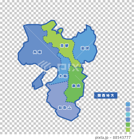Map of Japan / Map of Japan Kansai region Rainy day I tried to color-code by color 88543777