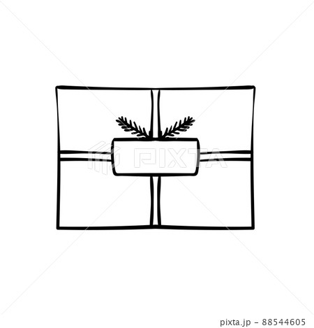 Gift box with empty card and spruce branch illustration 88544605