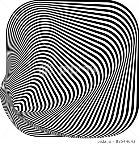Abstract twisted black and white background. Optical illusion of distorted surface. Twisted stripes. Stylized 3d tunnel. 88544643