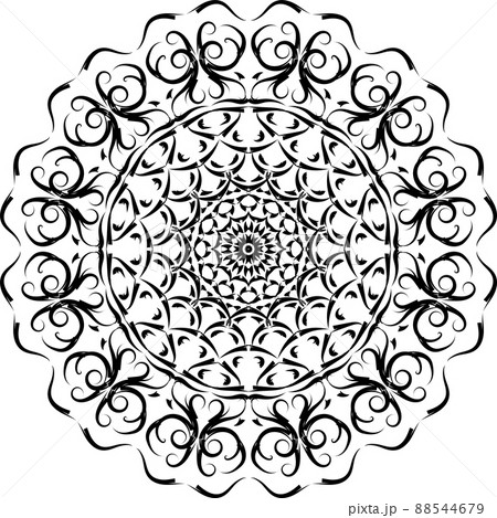 Hand-drawn doodle pattern. Decorative mandala. Design element for prints, greting cards, adult coloring book, invitations, textile, tattoo. Hand-drawn doodle pattern. Decorative mandala. Design element for prints, greting cards, adult coloring book, invitations, textile, tattoo. 88544679