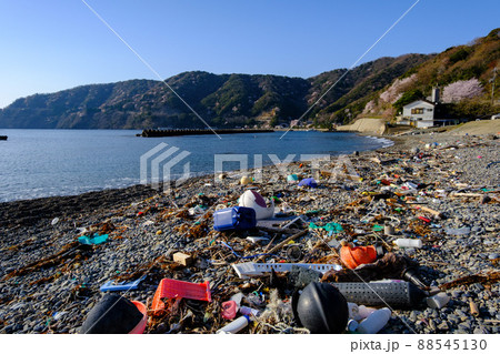 美しい神子の海水浴場に漂着する海のゴミ　常神半島神子 88545130