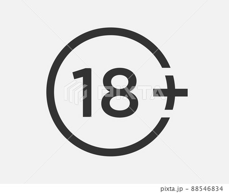 Plus 18 prohibition sign for people under eighteen years of age. For adults only. Vector illustration. 88546834