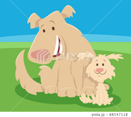 funny cartoon dog animal character with cute puppy funny cartoon dog animal character with cute puppy 88547118