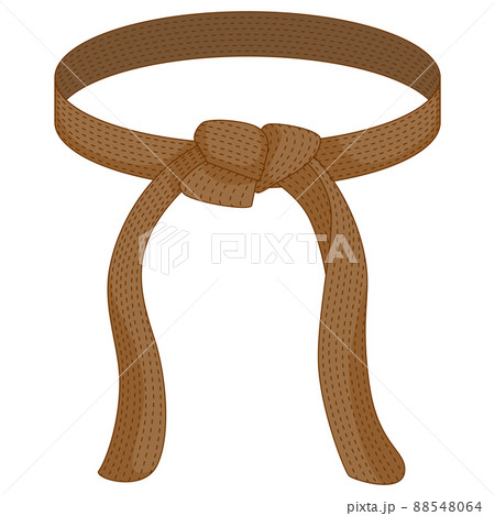 Karate belt light brown color isolated on white background. Design icon of Japanese martial art in flat style. Karate belt light brown color isolated on white background. Design icon of Japanese martial art in flat style. 88548064