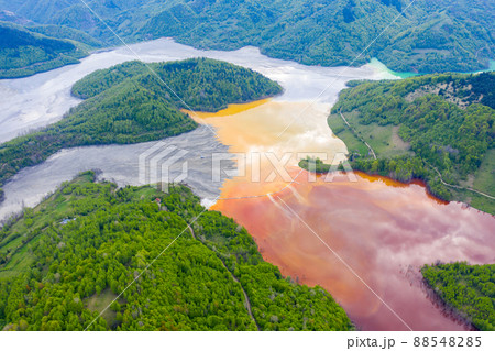 Aerial view of a big waste decanting lake Aerial view of a big waste decanting lake 88548285