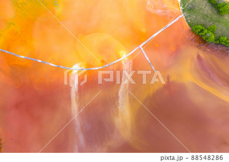 Aerial view of acid colorful mine waste waters 88548286