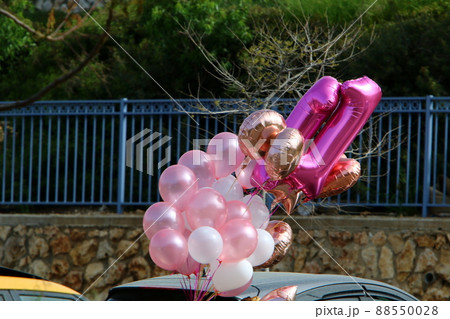 Balloons in a city park on the Mediterranean coast in Israel Balloons in a city park on the Mediterranean coast in Israel 88550028