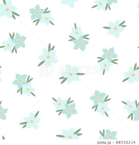 Simple pastel-colored floral seamless pattern, flowers, leaves flat style vector illustration, symbol of spring, cozy home, holiday celebration decor perfect for textile, fabric, springtime decoration 88550214
