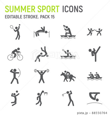 Summer sport glyph icon set 88550764