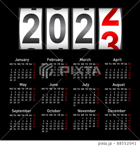 Stylish calendar for 2023. Week starts on Monday Stylish calendar for 2023. Week starts on Monday 88552041