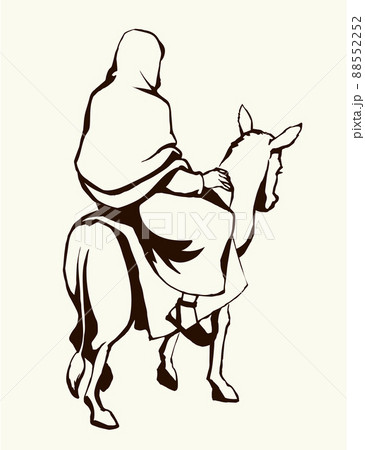 Jesus' Entry into Jerusalem. Vector drawing 88552252