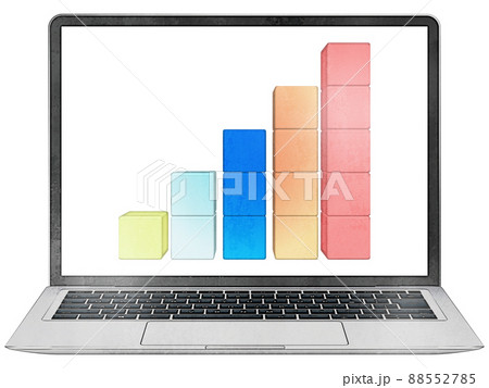 ノートパソコン 正面 水彩画風 ノートパソコン 正面 水彩画風 88552785