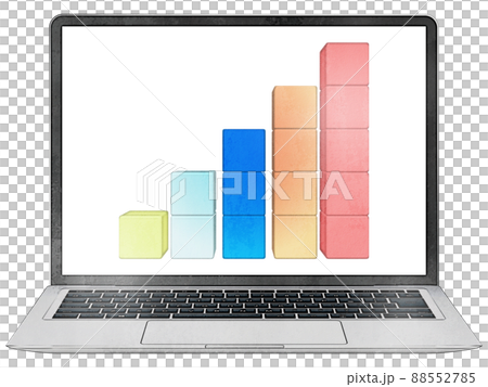 ノートパソコン 正面 水彩画風 ノートパソコン 正面 水彩画風 88552785