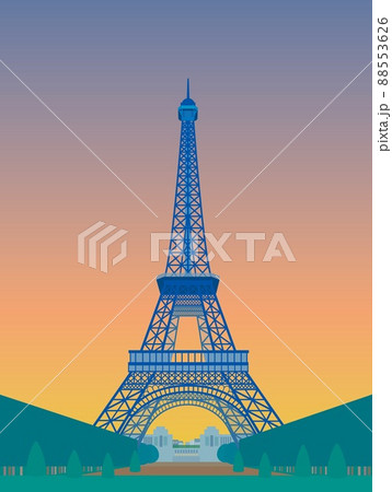 エッフェル塔 Tour Eiffel パリ Paris 夕景のイラスト素材