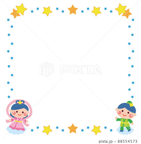 七夕の織姫と彦星のフレーム素材のイラスト素材