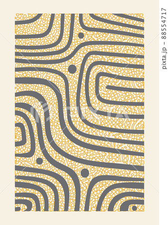 Template with abstract line shapes in nude colors. Beige and yellow colors poster in minimalist style 88554717