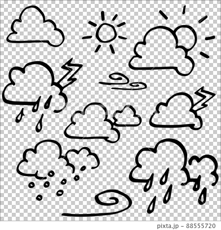天気の手書き線画イラストのベクター素材セット(背景透過) 88555720