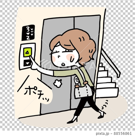 階段よりエレベーターを選ぶ女性 階段よりエレベーターを選ぶ女性 88556861