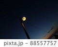 日の入り直前の海辺の街頭 88557757