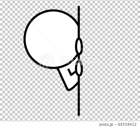 Illustration of a two-headed white person peeking through the wall Illustration of a two-headed white person peeking through the wall 88558412