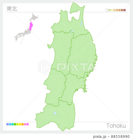東北の地図・Tohoku