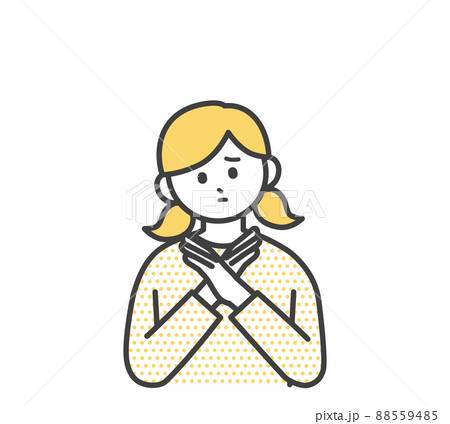 手でばつを作る女の子のイラスト素材 手でばつを作る女の子のイラスト素材 88559485