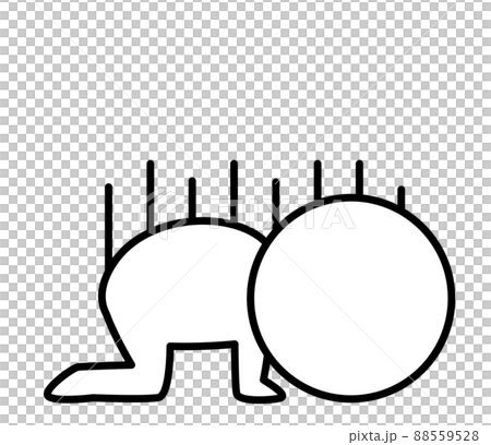 二頭身の白い人がガクッと落ち込んでいるイラスト 88559528