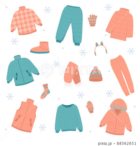 Beautiful winter clothing set, great design for any purposes. Flat vector illustration Beautiful winter clothing set, great design for any purposes. Flat vector illustration 88562651