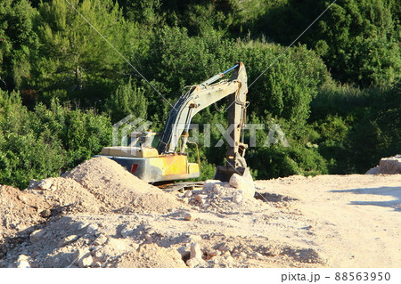 heavy construction machinery works in a city park in Israel 88563950