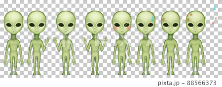 宇宙人のイラスト ひとそろい 宇宙人のイラスト ひとそろい 88566373