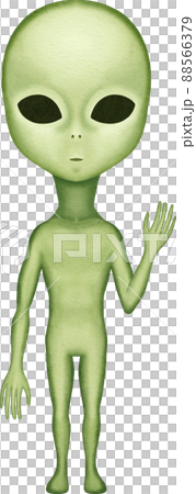 Illustration of an alien raising his hand 88566379