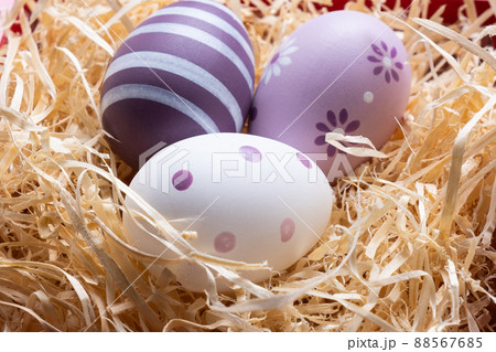 Happy easter. Easter quail eggs on a white background. Happy easter. Easter quail eggs on a white background. 88567685