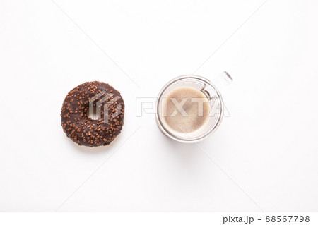 Chocolate donut on a white background close-up. 88567798