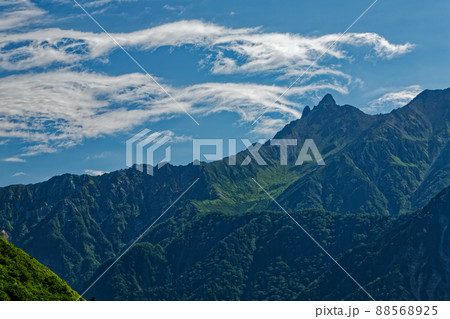 笠新道から見上げる槍ヶ岳山頂 88568925