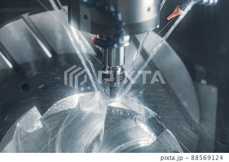 Metalworking CNC milling machine. Cutting metal modern processing technology. 88569124
