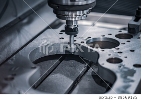 Metalworking CNC milling machine. Cutting metal modern processing technology. 88569135