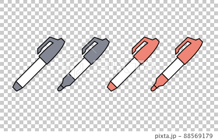 紅黑氈尖筆水性筆插畫素材 88569179